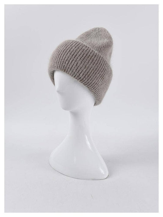 Angora Beanie Hat - Khaki
