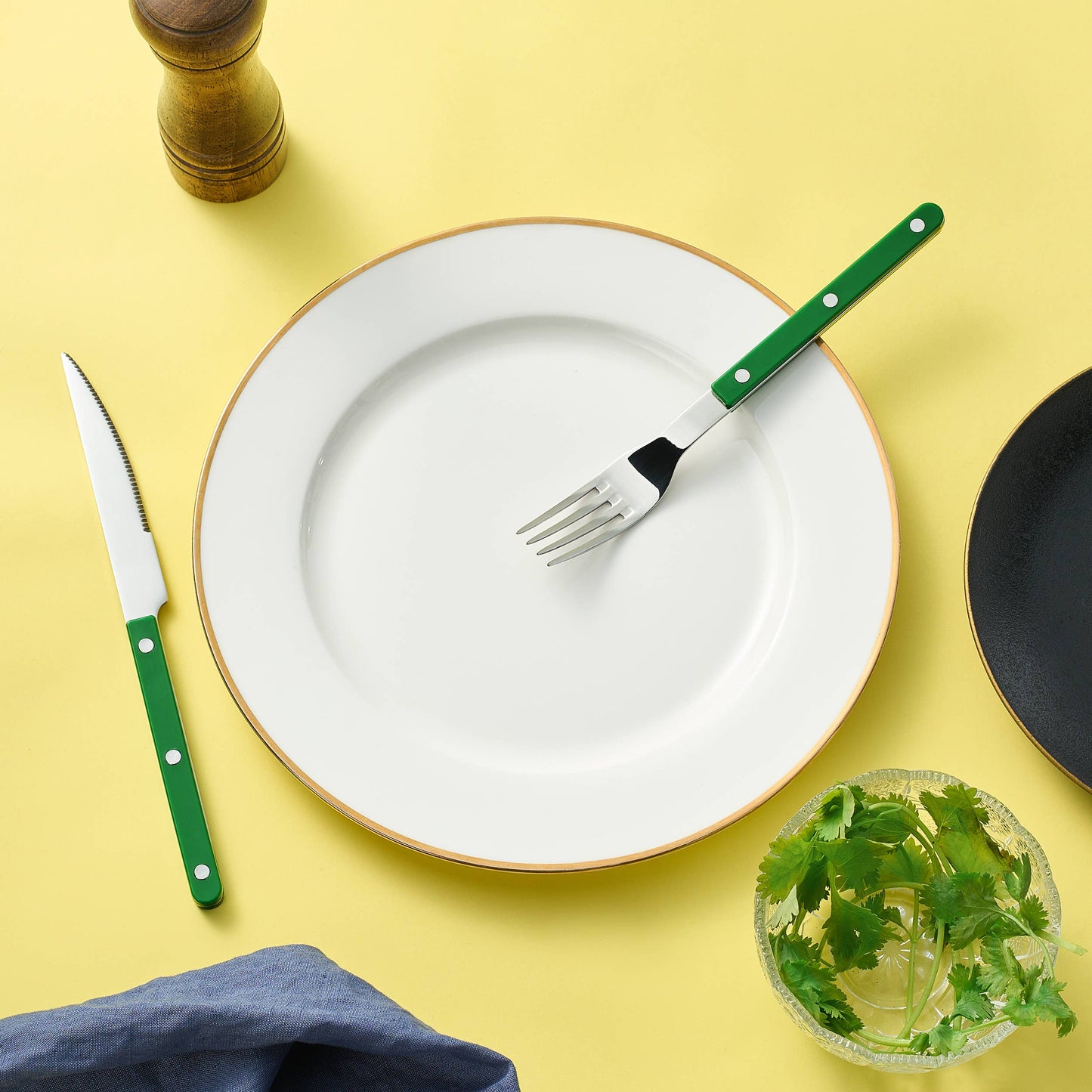 20-Piece Flatware Set for 4 - Green Color French Cutlery Set