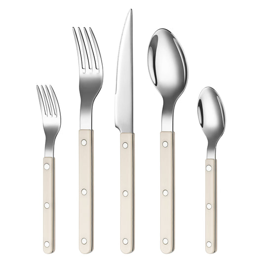 20-Piece Flatware Set for 4 - Cream Color French Cutlery