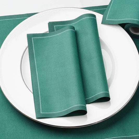 English Green Cotton Luncheon Napkins 25 napkin roll