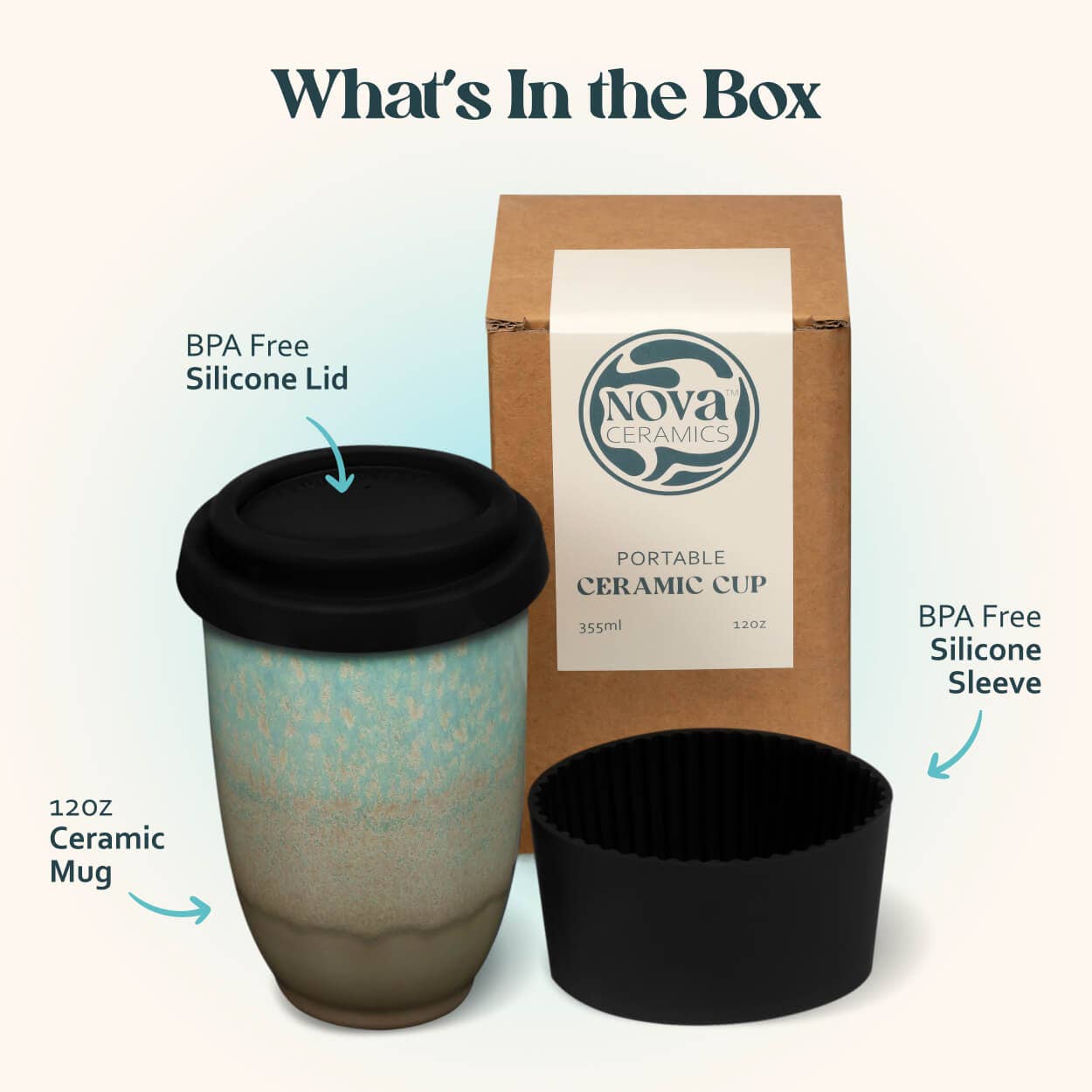 Aurora Ceramic Travel Tumbler 12oz | Modern Reusable Coffee Tumbler