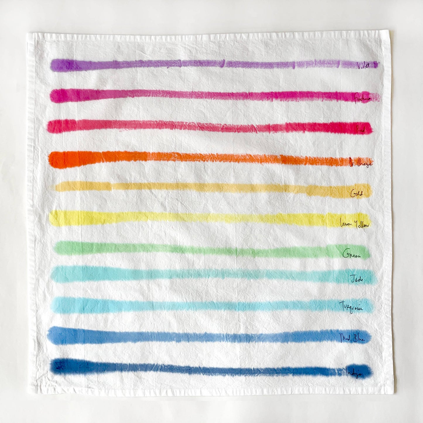 Rainbow Stripe Hand-painted Tea Towel