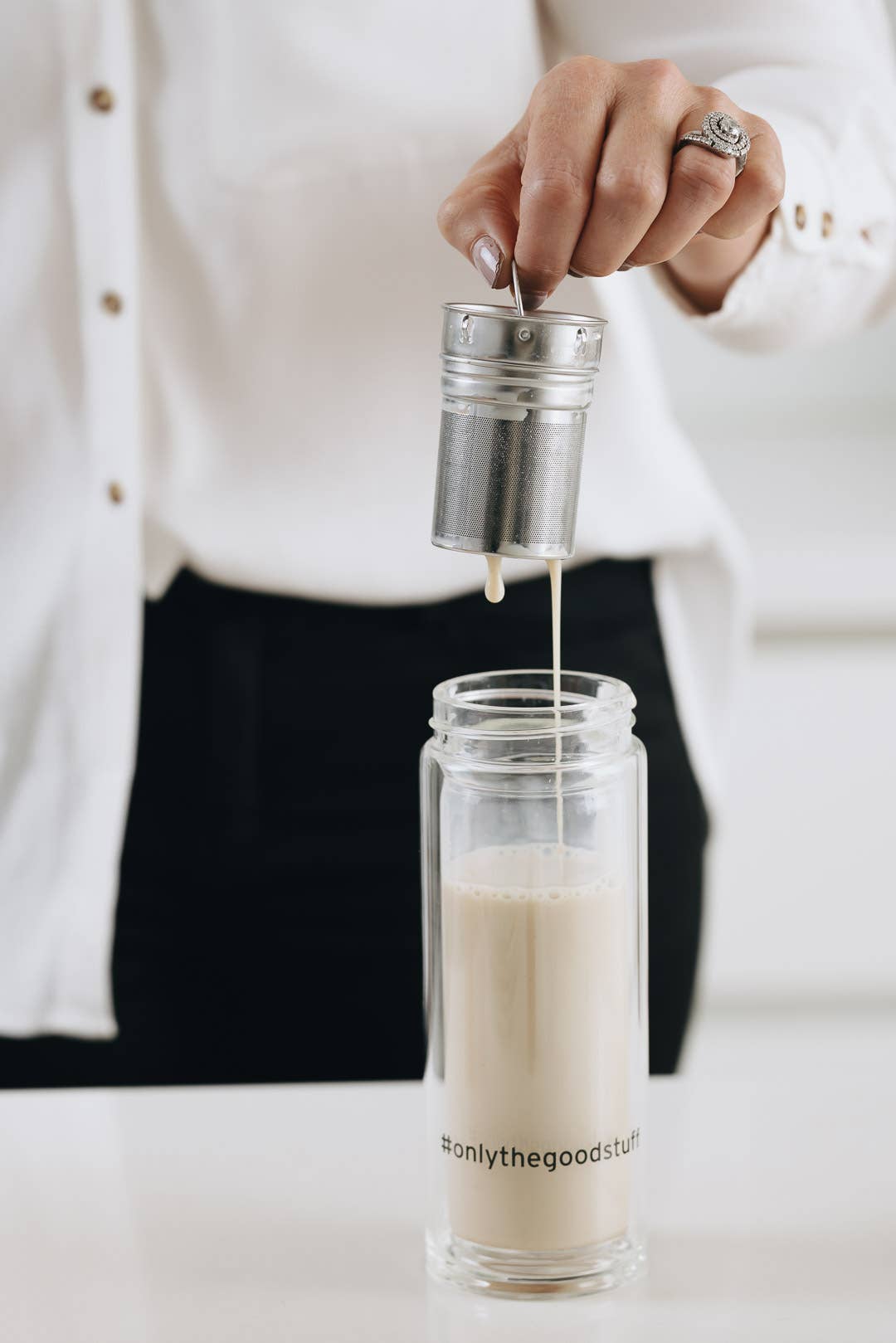 Double Wall Glass Tea Infuser Tumbler + Bamboo Lid