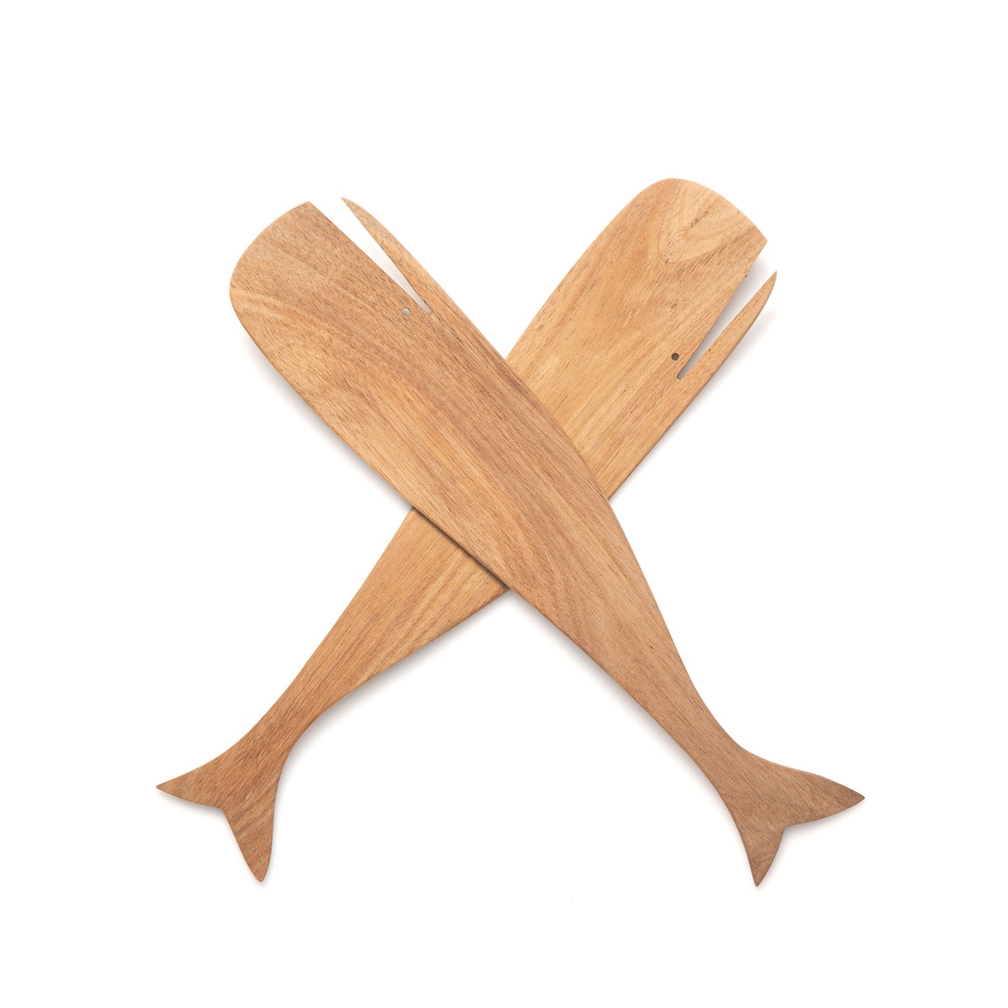 Ironwood Wood Whale Salad Utensils, Acacia,12.5" x 275"