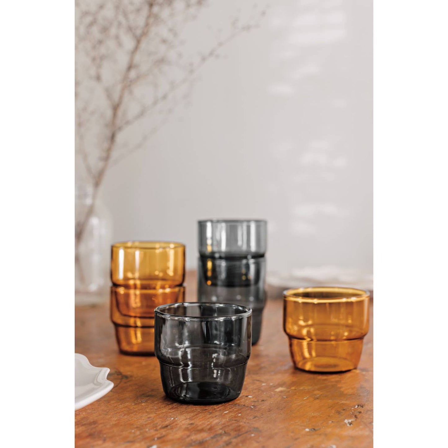 Stackable Juice Glass 9 oz - Amber Set of 4