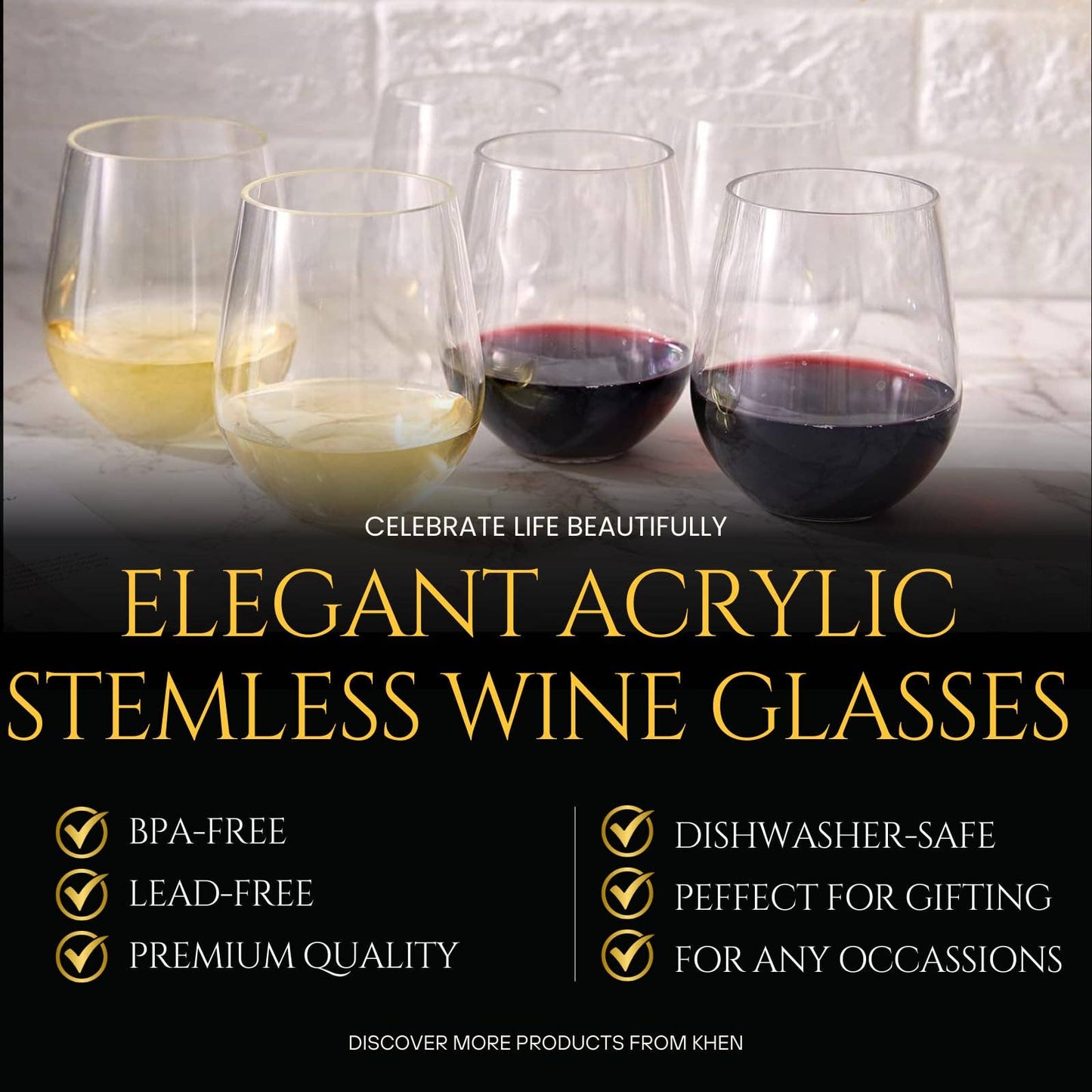 Unbreakable Stemless Plastic Wine Glasses | Reusable