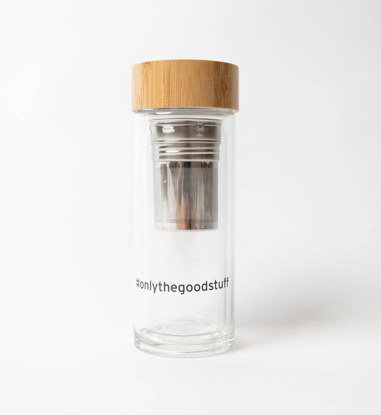 Double Wall Glass Tea Infuser Tumbler + Bamboo Lid