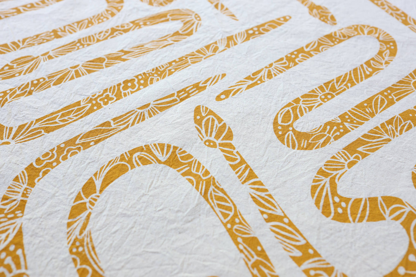 NEW Garden Snake Botanical Tea Towel, Hand Printed in USA