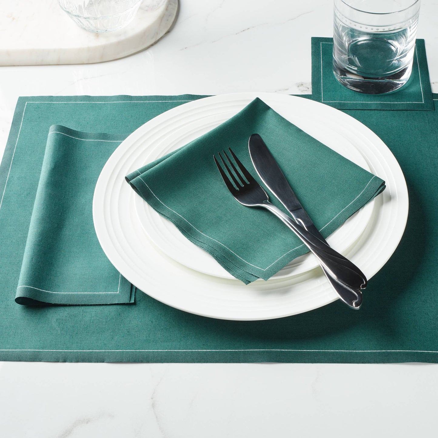 English Green Cotton Luncheon Napkins 25 napkin roll