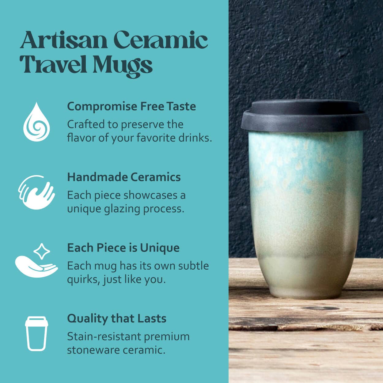 Aurora Ceramic Travel Tumbler 12oz | Modern Reusable Coffee Tumbler