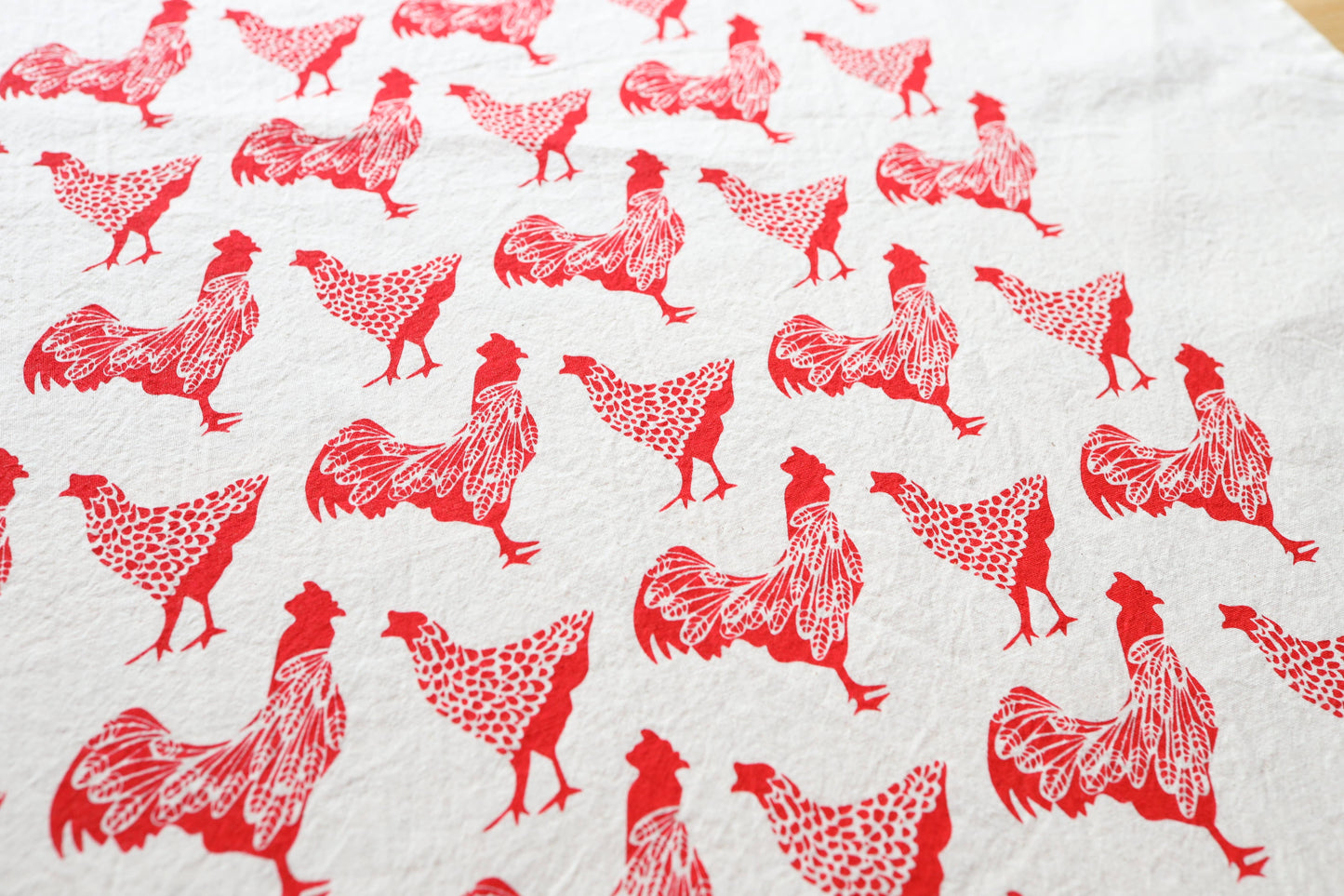 Chicken Kitchen Towel, Handprinted Chicken Tea Towel 