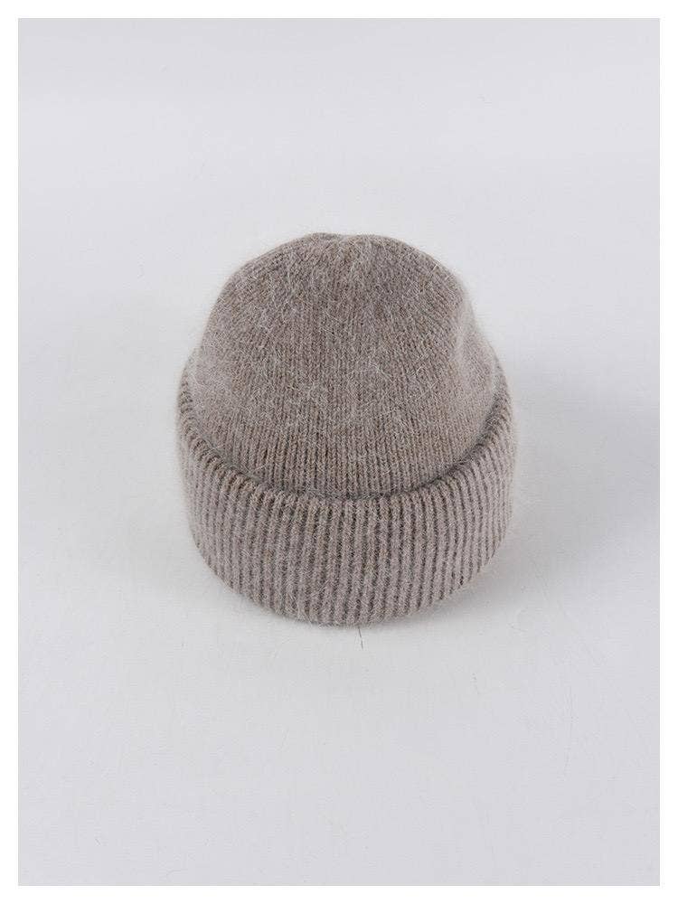 Angora Beanie Hat - Khaki 