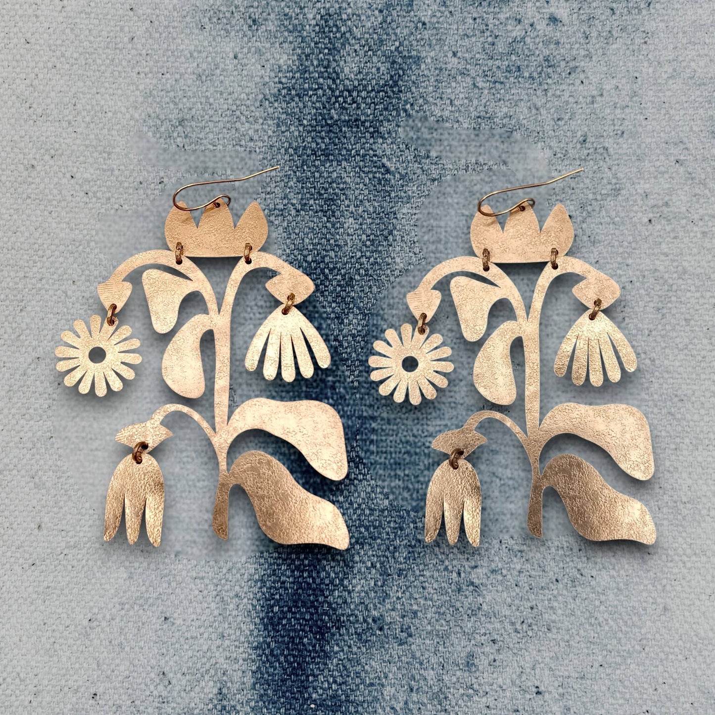 Thicket Earrings,Handmade Brass Botanical Jewelry, Nature