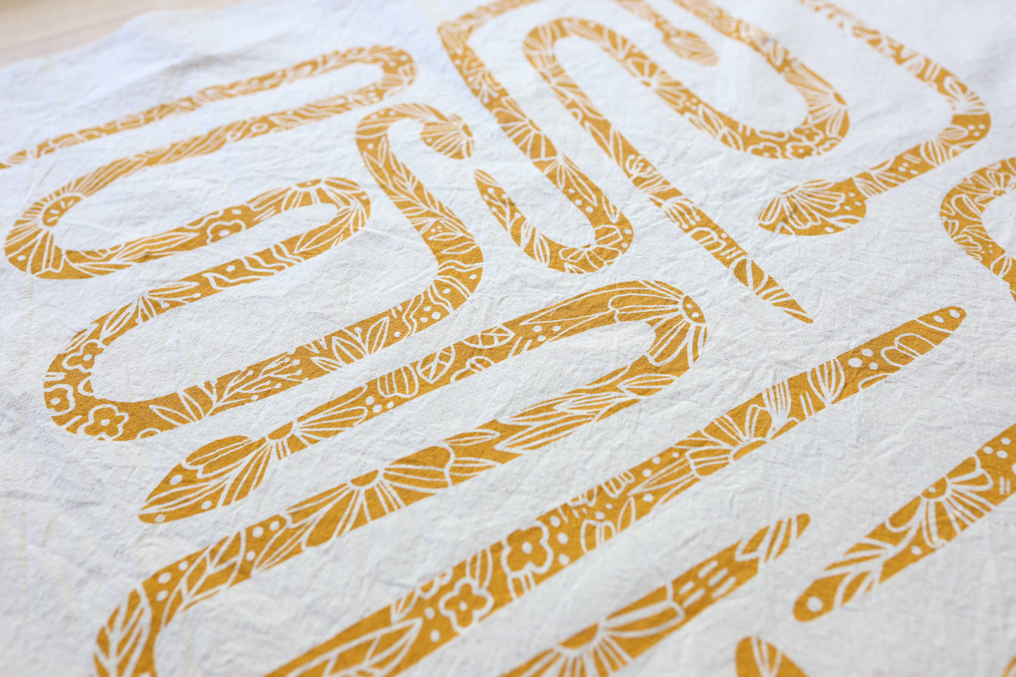 NEW Garden Snake Botanical Tea Towel, Hand Printed in USA