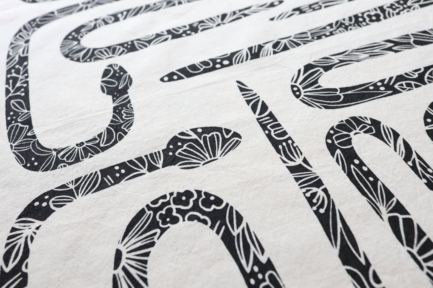 NEW Garden Snake Botanical Tea Towel, Hand Printed in USA