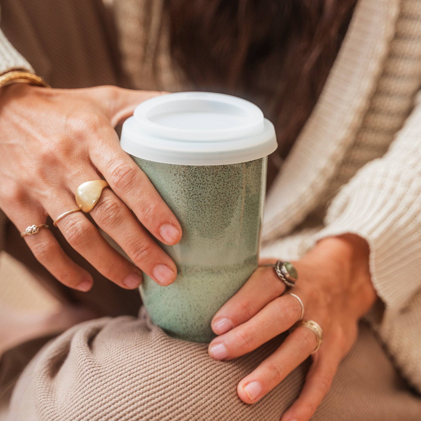 Emerald 12oz Ceramic Travel tumbler– Reusable & Stylish