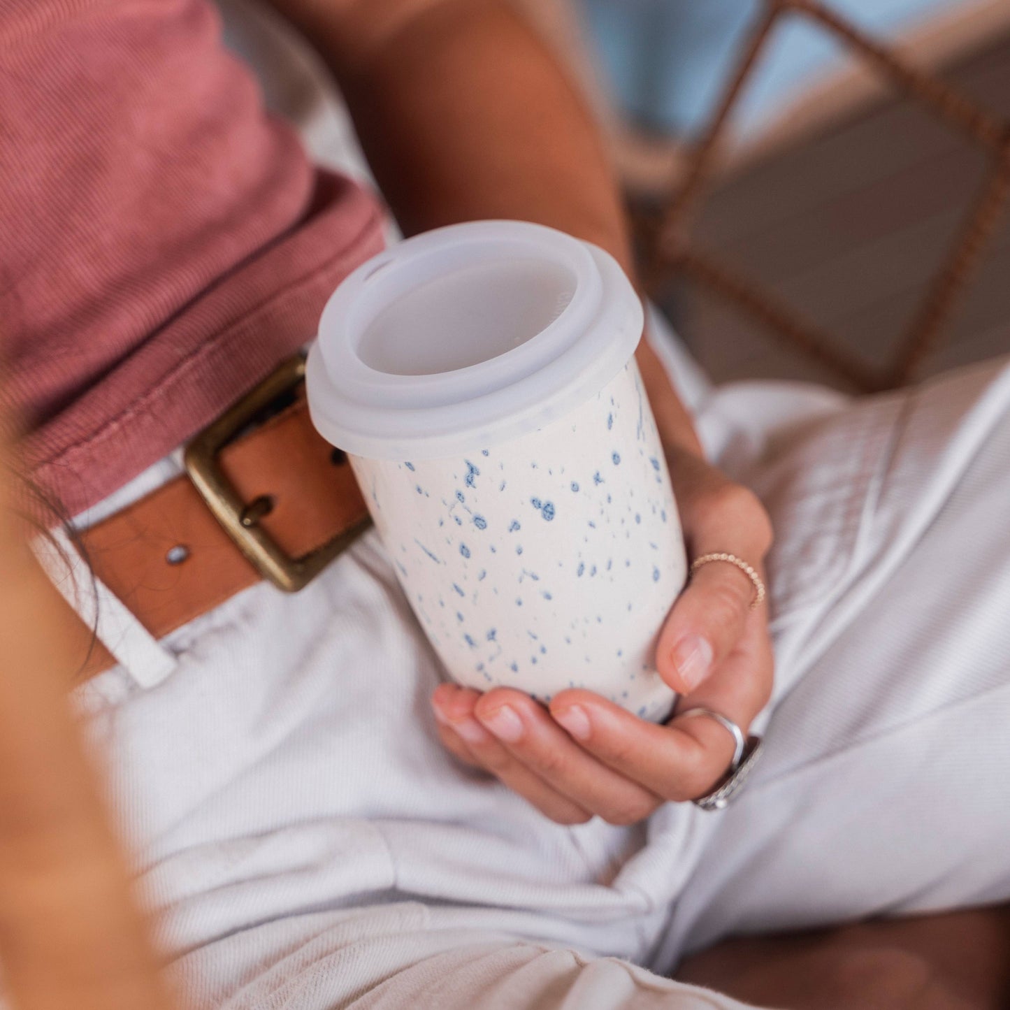 Orchid Ceramic Travel Tumbler – 16oz with Lid & Sleeve