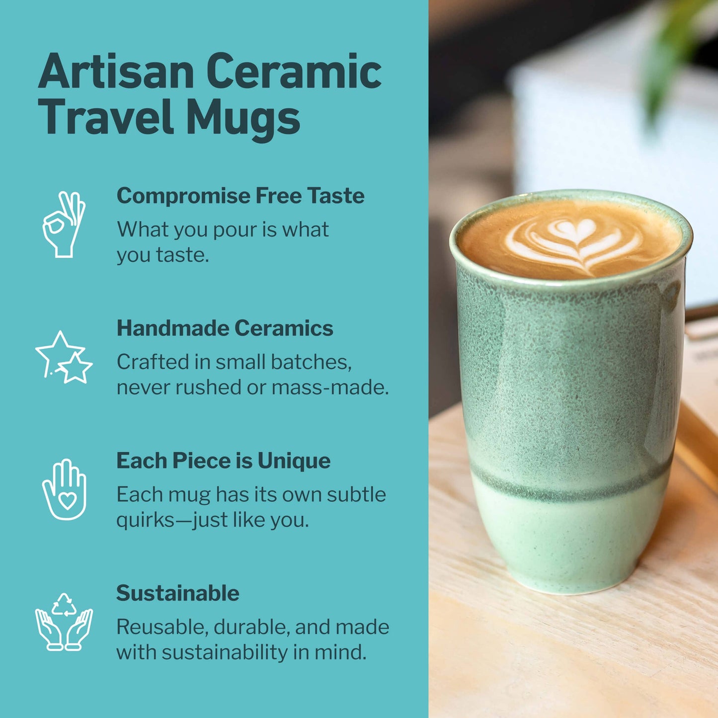 Emerald 12oz Ceramic Travel tumbler– Reusable & Stylish