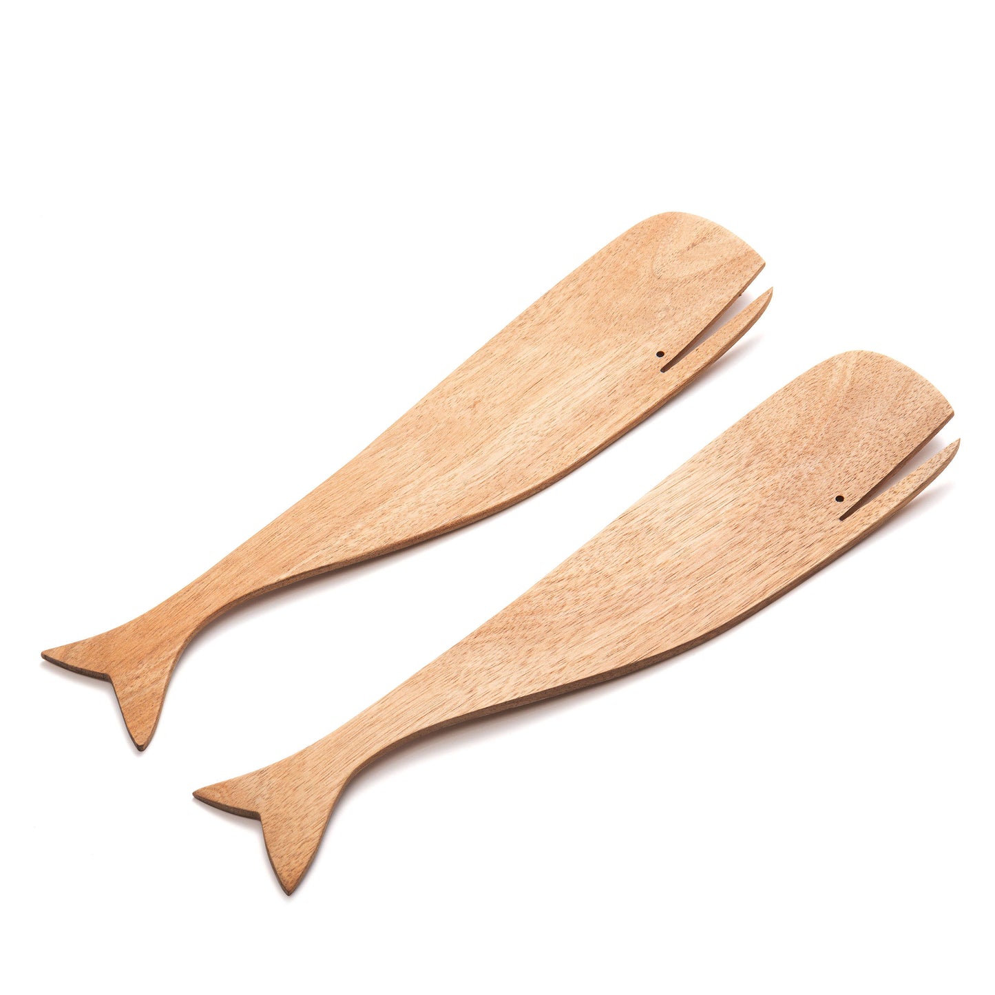 Ironwood Wood Whale Salad Utensils, Acacia,12.5" x 275"
