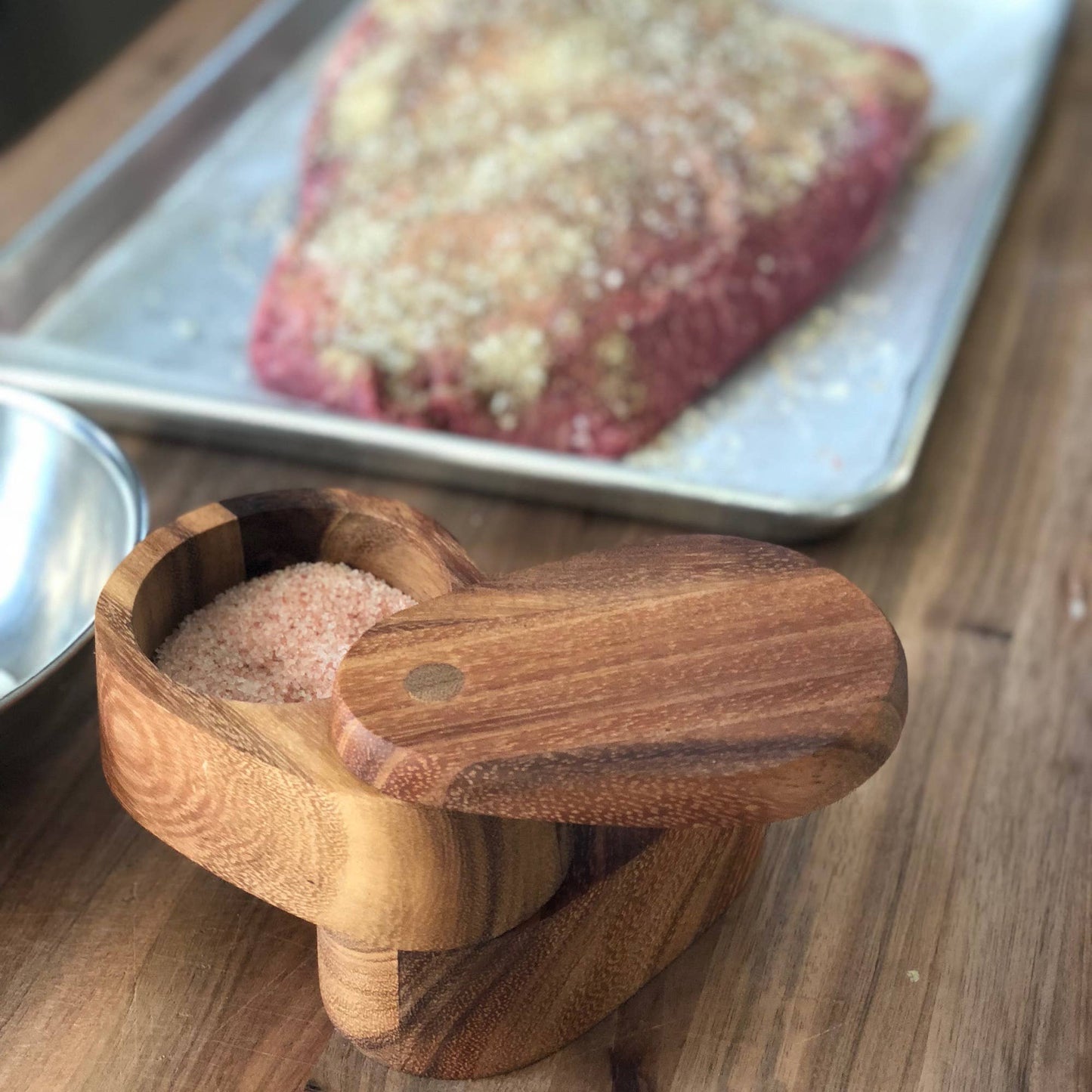 Ironwood Appalachian Salt Cellar, Acacia, 4" x 4" x 2.5"