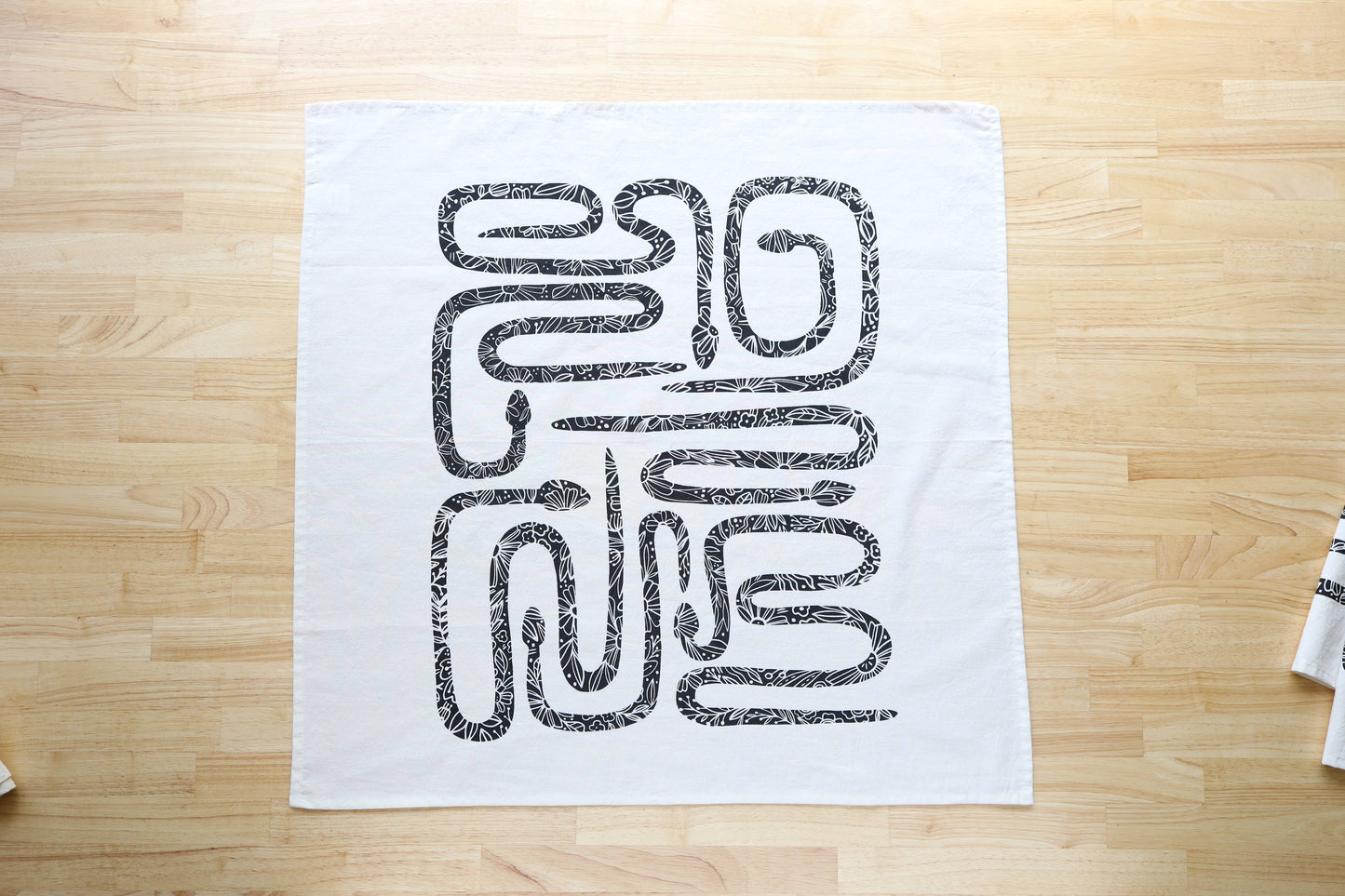 NEW Garden Snake Botanical Tea Towel, Hand Printed in USA