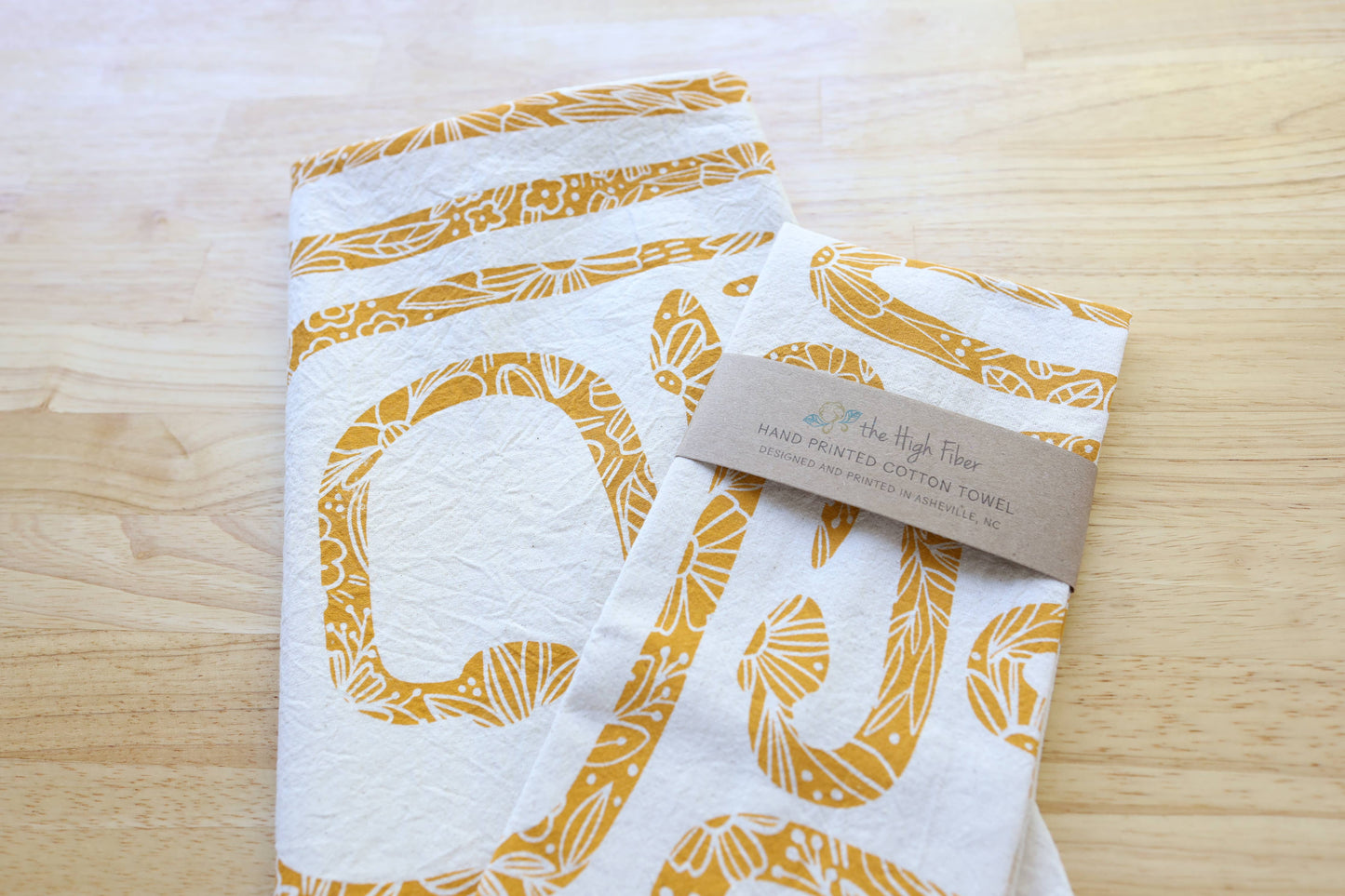 NEW Garden Snake Botanical Tea Towel, Hand Printed in USA