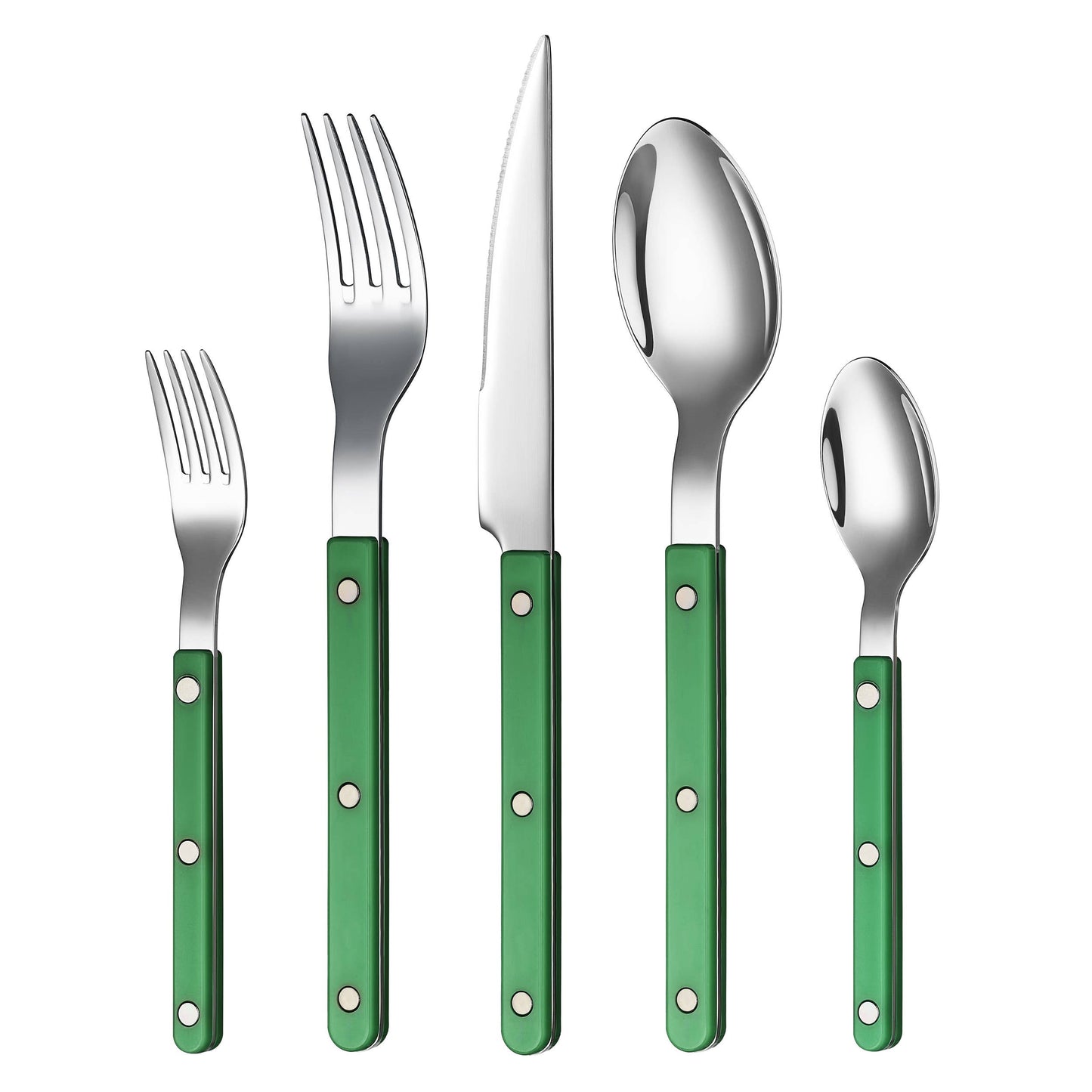 20-Piece Flatware Set for 4 - Green Color French Cutlery Set