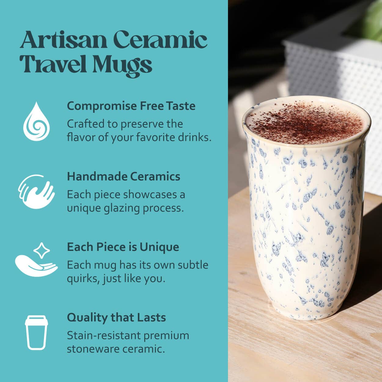 Orchid Ceramic Travel Tumbler – 16oz with Lid & Sleeve