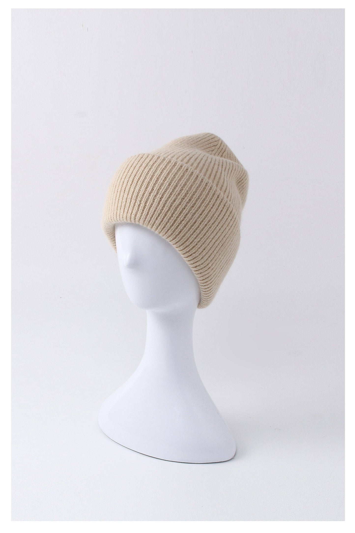 Angora Beanie Hat - Beige