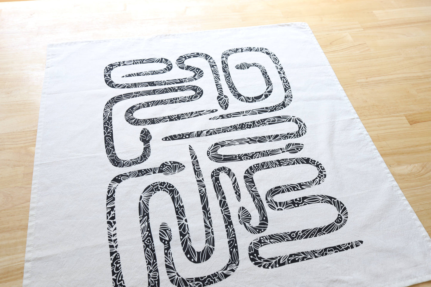 NEW Garden Snake Botanical Tea Towel, Hand Printed in USA