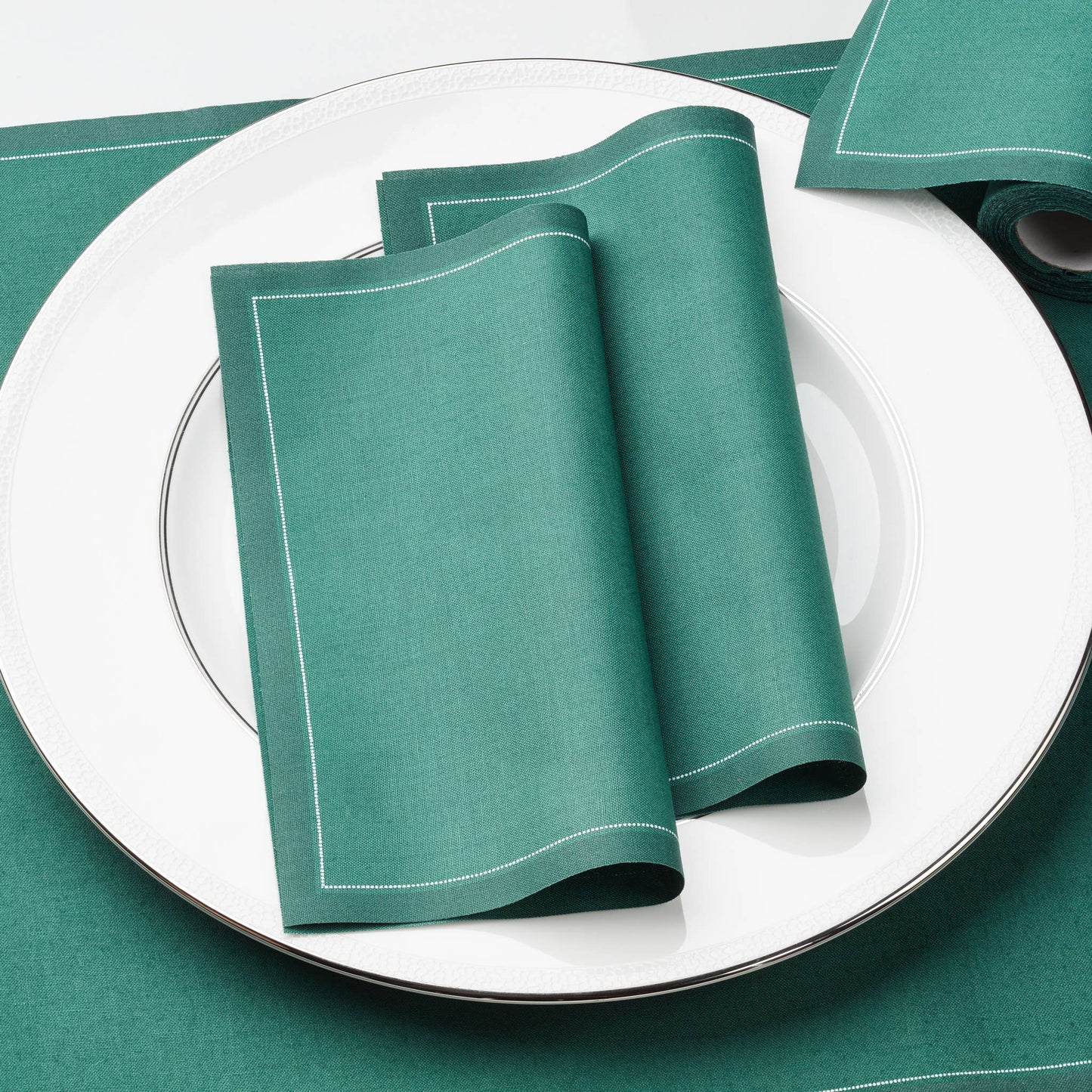 English Green Cotton Luncheon Napkins 25 napkin roll