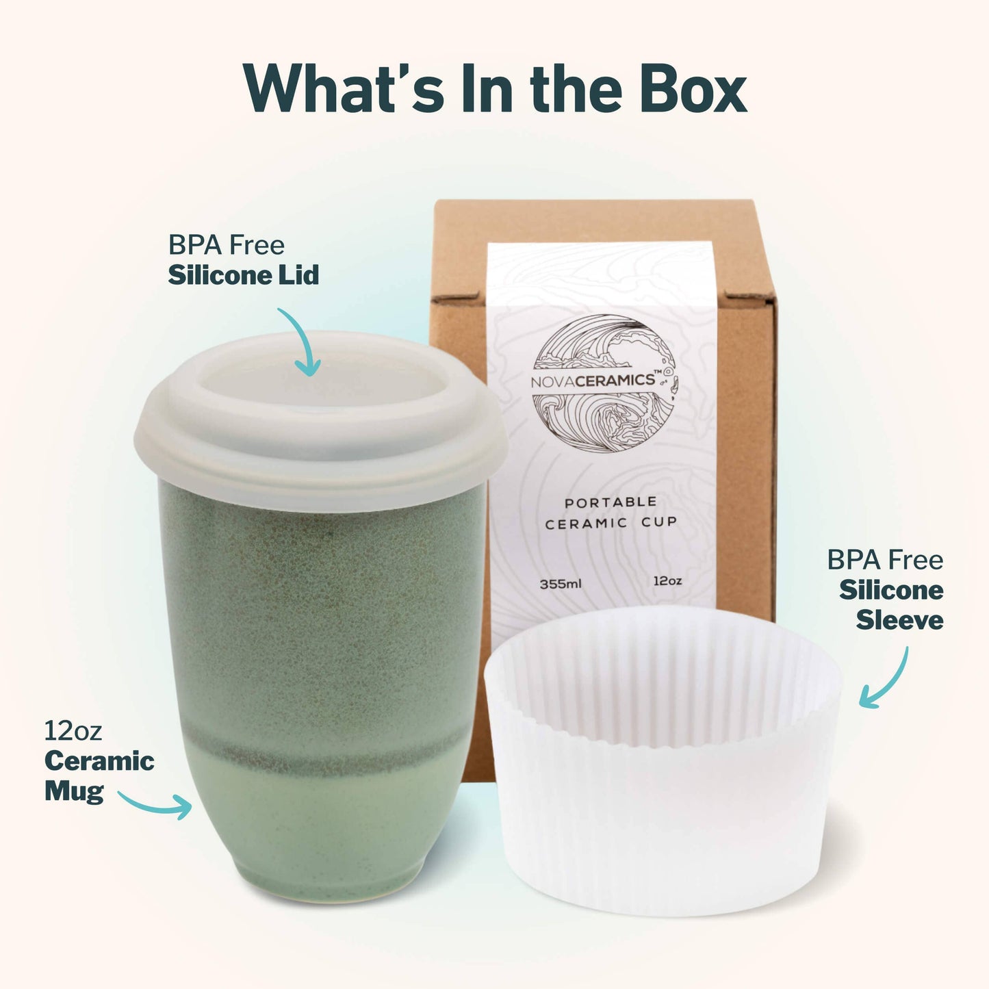 Emerald 12oz Ceramic Travel tumbler– Reusable & Stylish